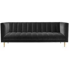 Sofa Fleure in Granite Grey Cotton Velvet with Solid Brass Legs by Stuart Scott 6