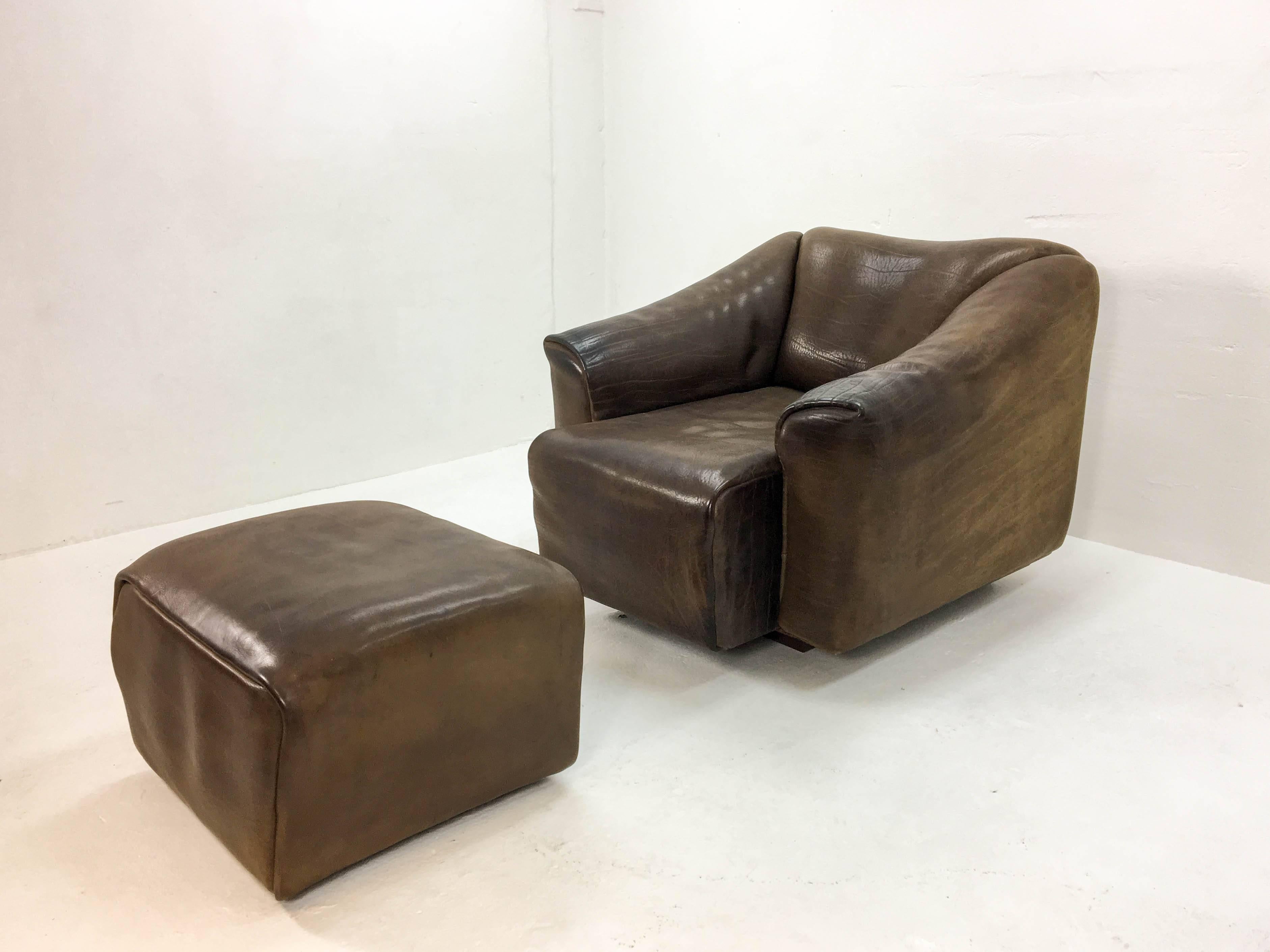 Late 20th Century 1970s De Sede Lounge Chair with Ottoman