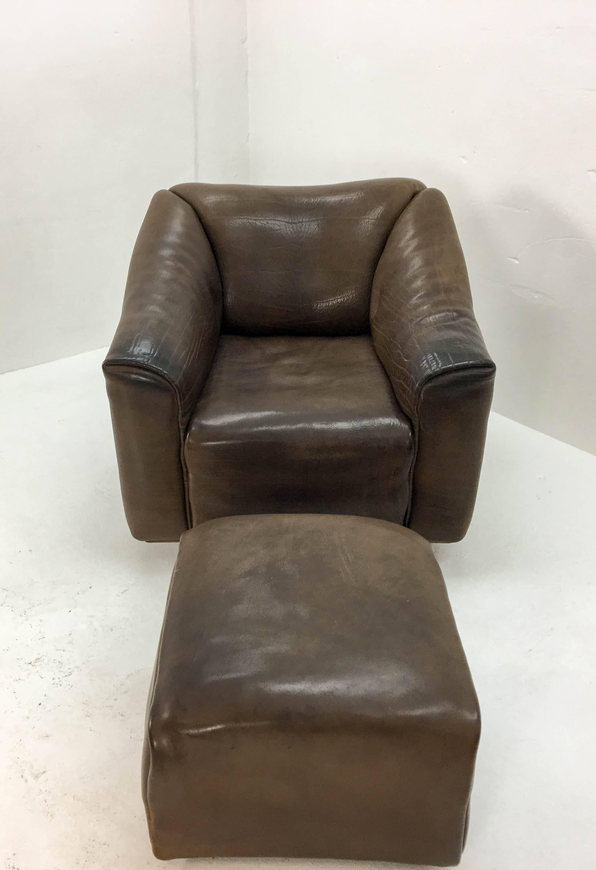 1970s De Sede Lounge Chair with Ottoman 1