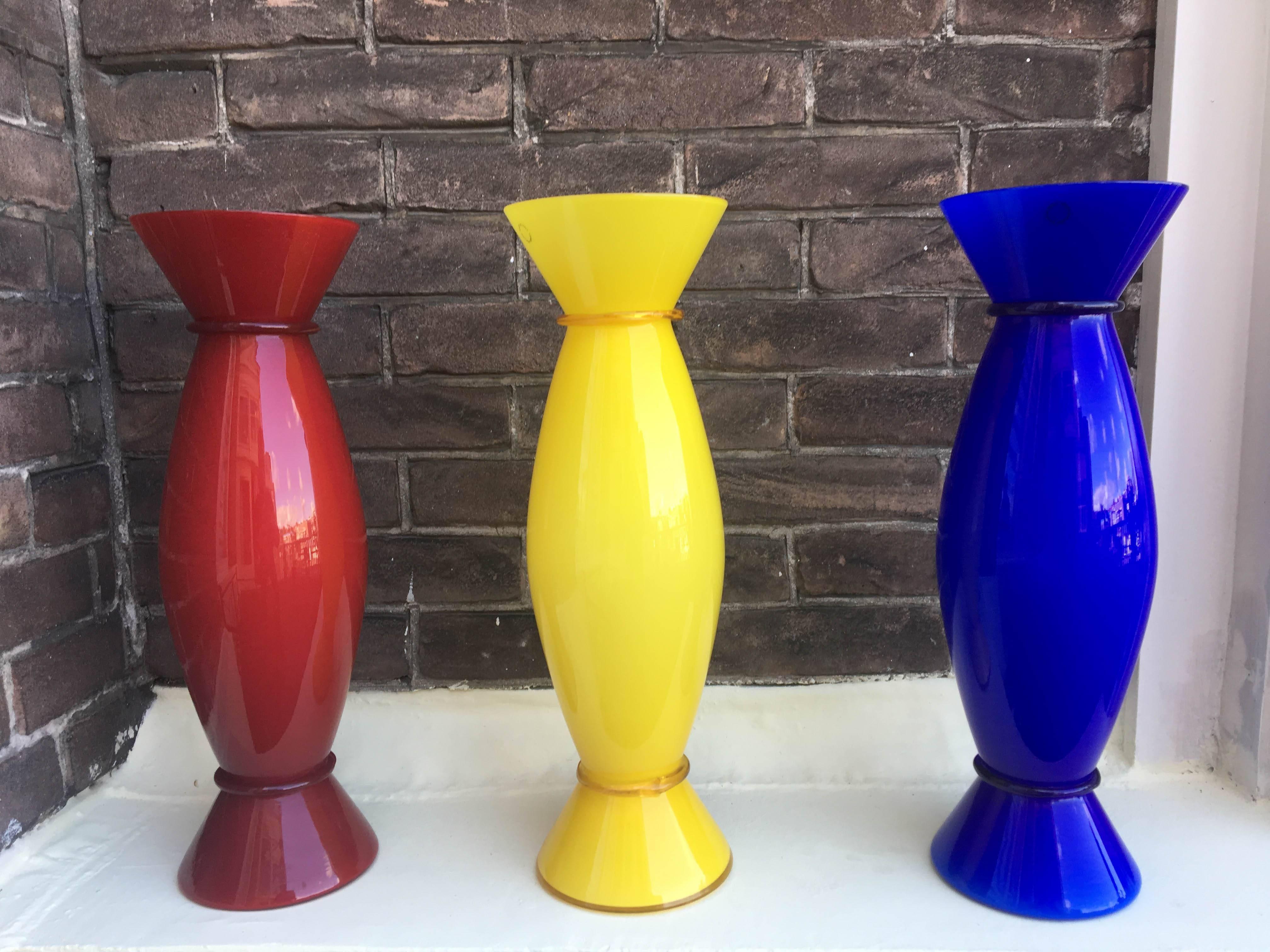 Late 20th Century Three Venini 'Acco' Vases by Alessandro Mendini, 1990s