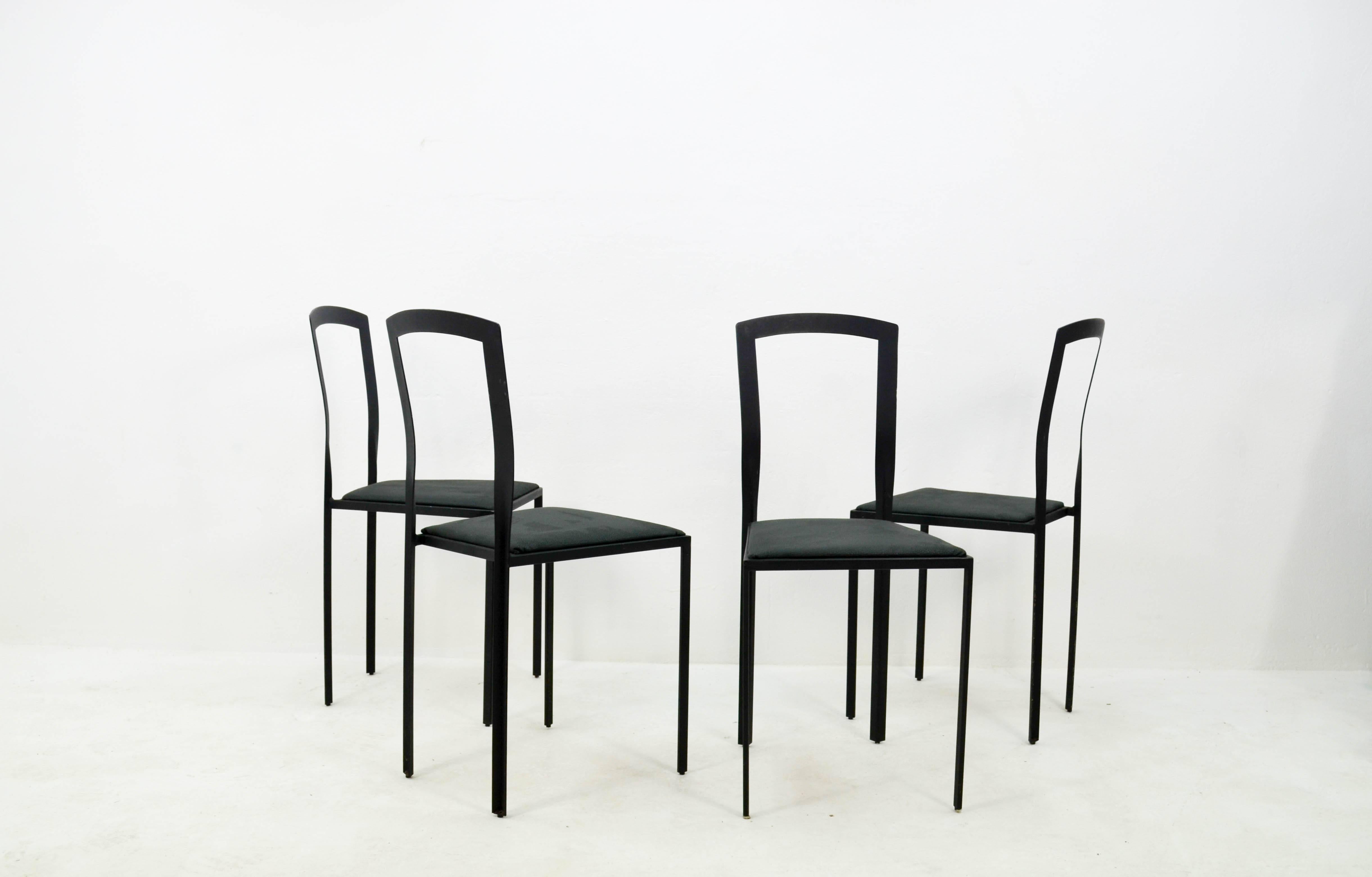 Modern Four Unknown Steel Chairs, 1990s