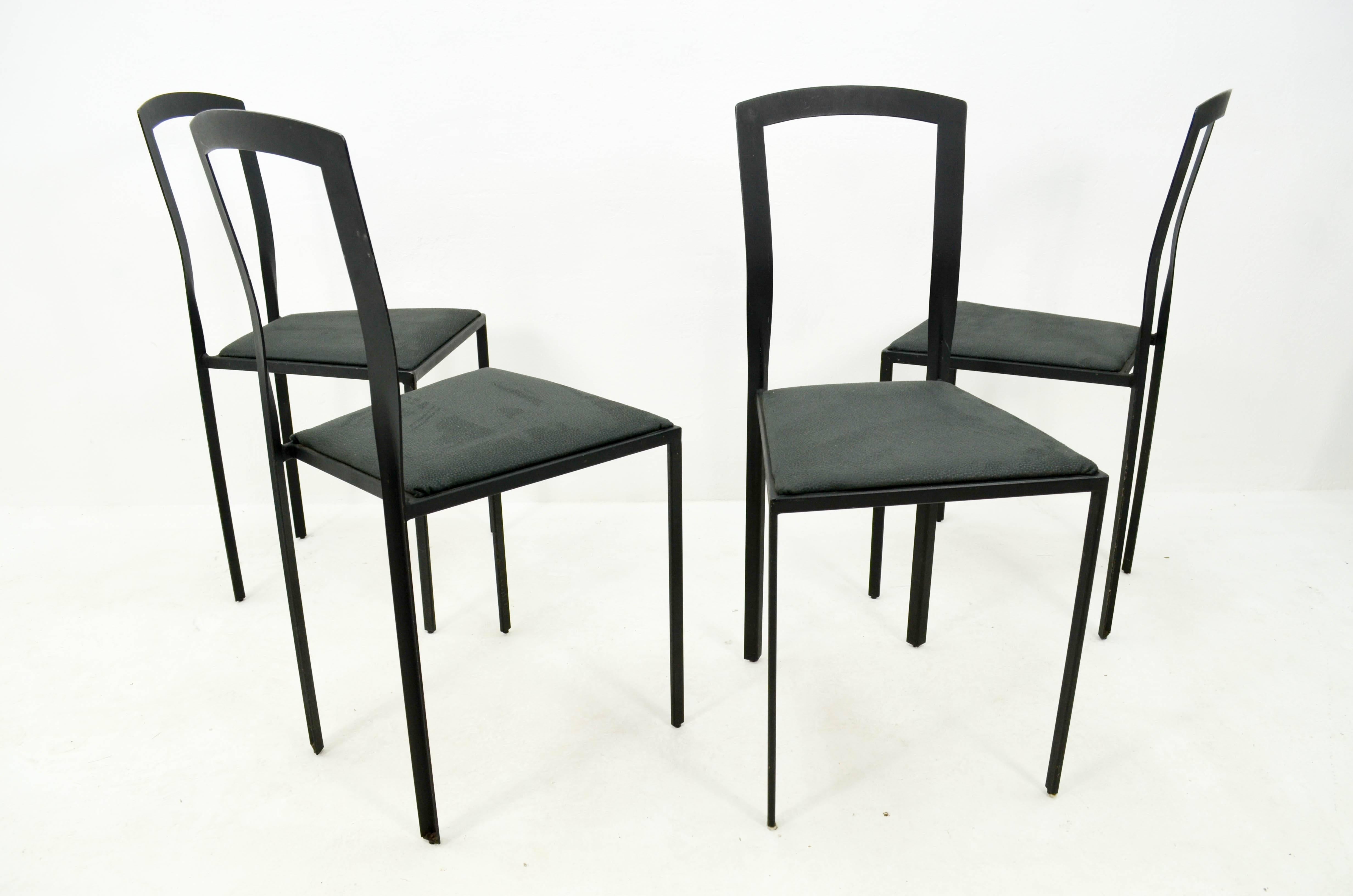 Late 20th Century Four Unknown Steel Chairs, 1990s