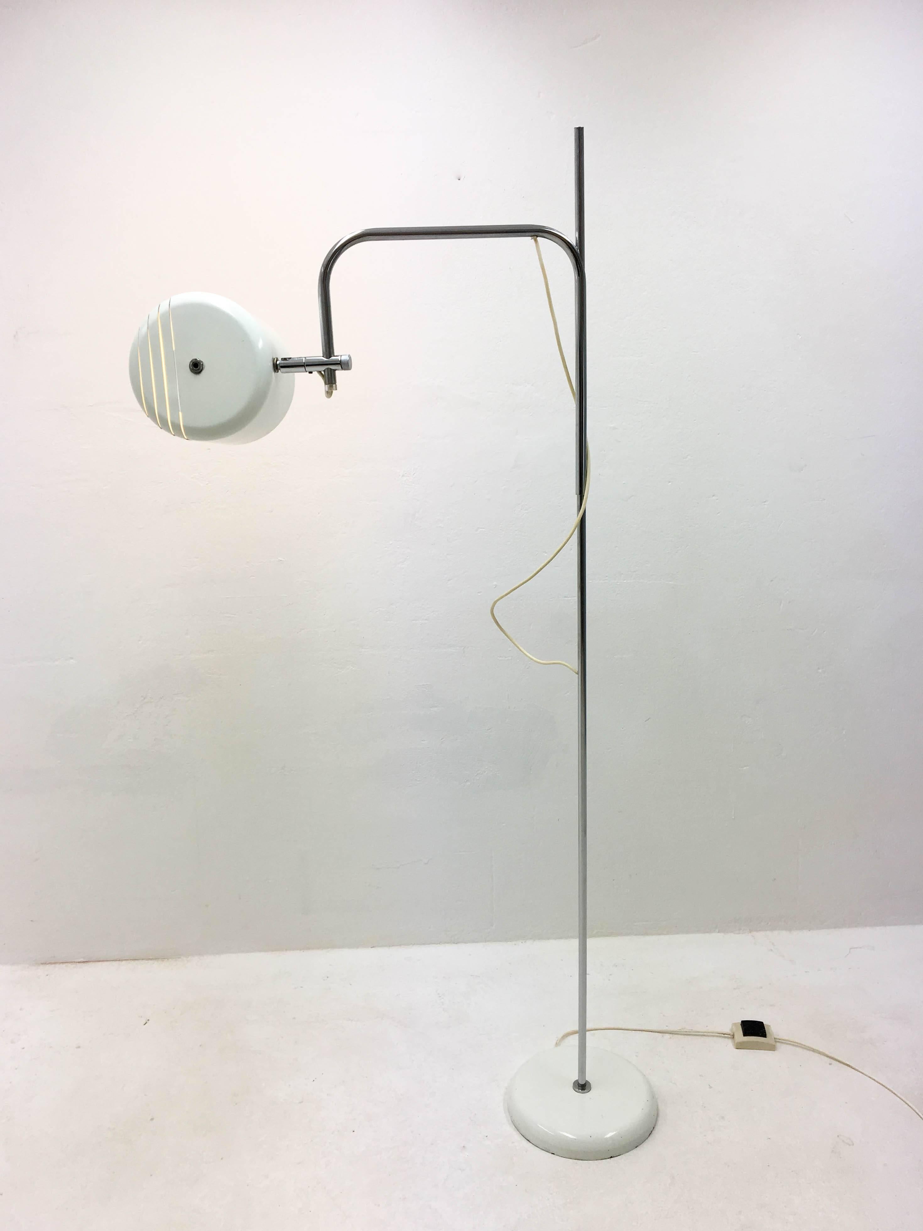 Metal Adjustable White OMI Floor Light, 1970s For Sale