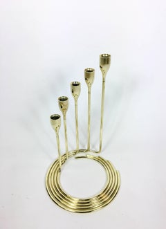 Brass Spiral Candelabra Set, Danish, 1960s