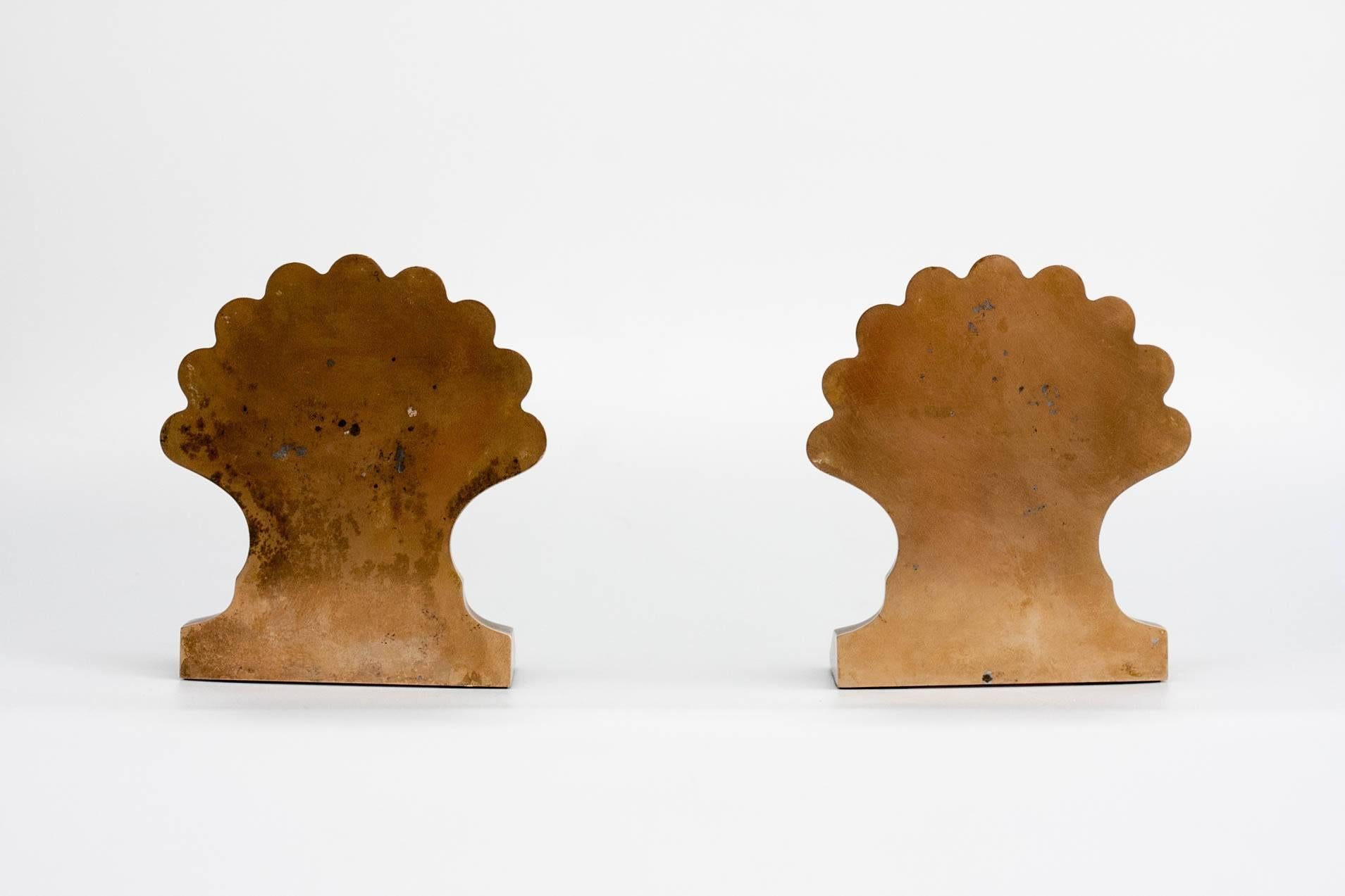 Pair of 1930s Solid Brass Shell Bookends In Good Condition In Den Haag, NL