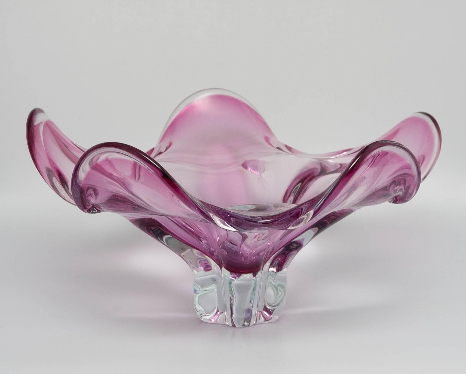 purple glass fruit bowl