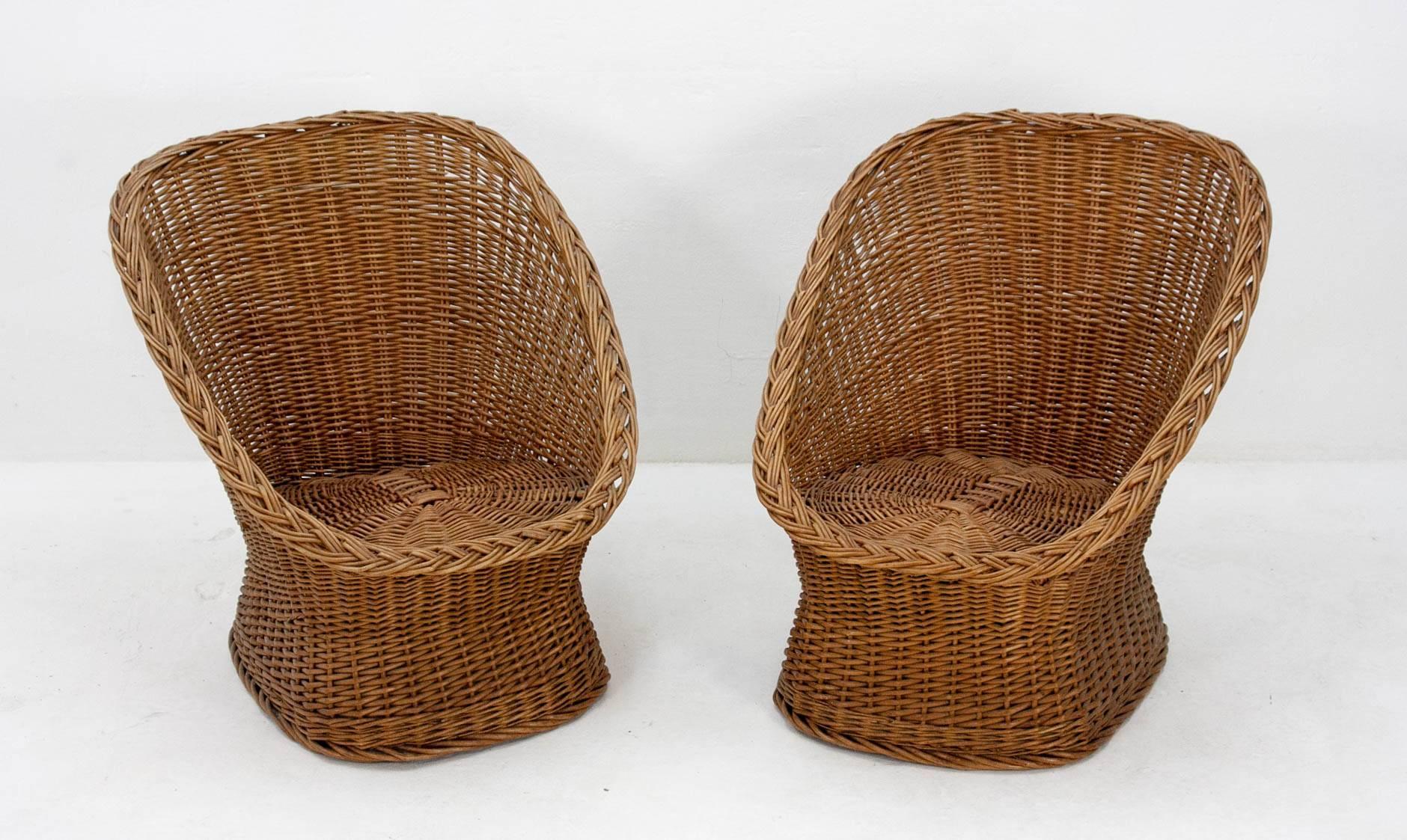 Mid-Century Modern Two 1960s Rattan Lounge Seats and matching loveseat, Gebroeders Jonkers