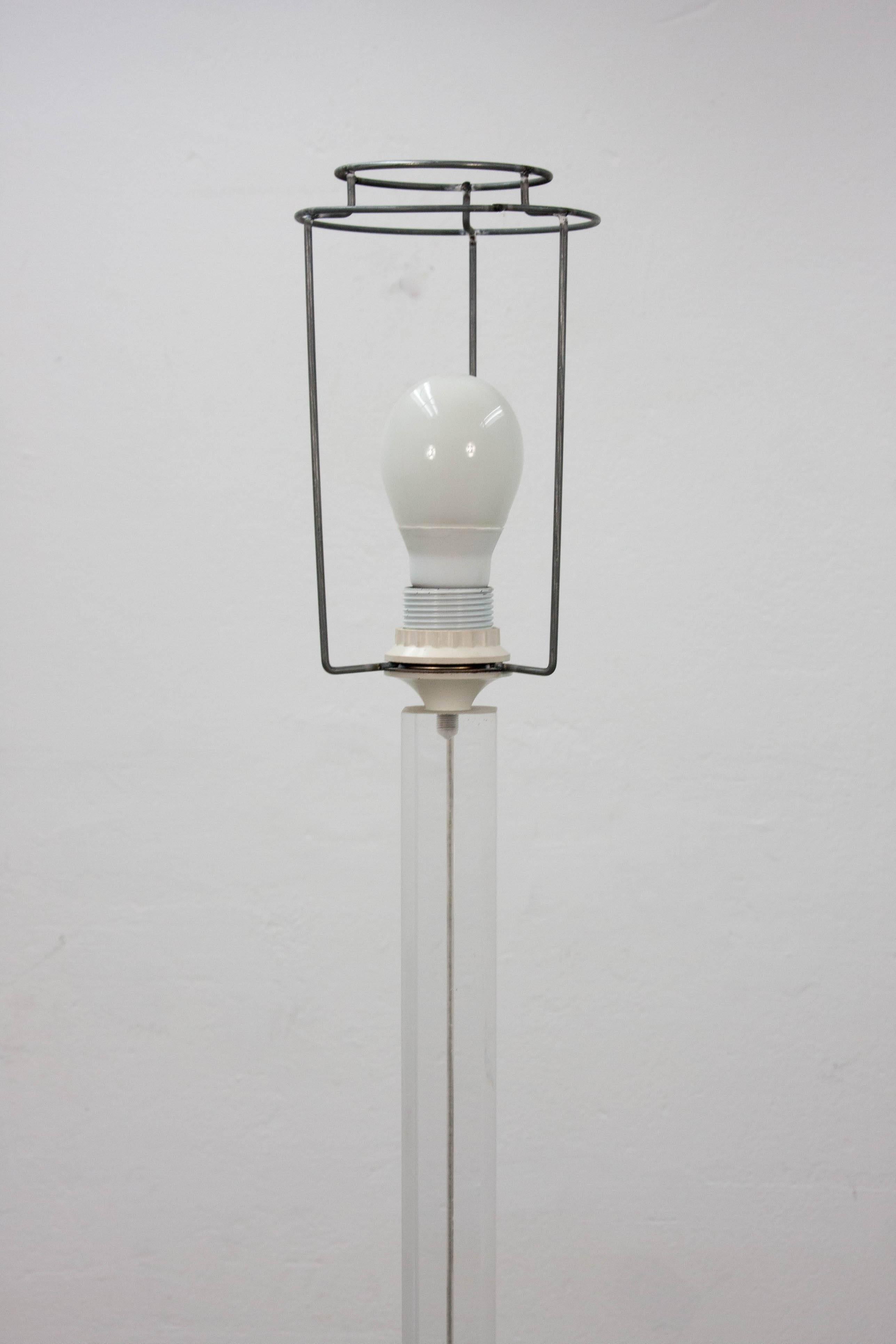 French Lucite Floor Lamp, 1970s For Sale