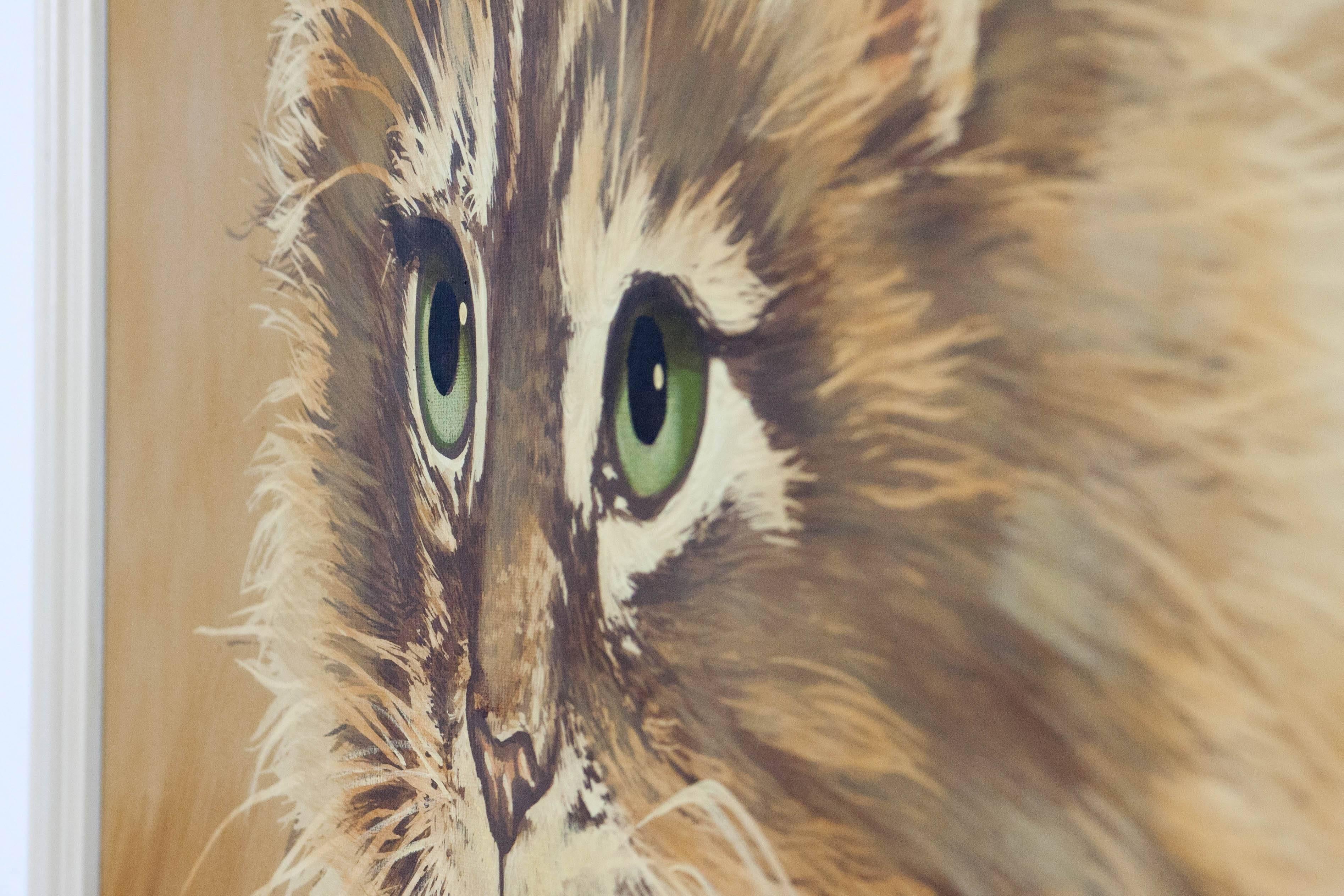 Large Artmaster Studios Hand-Painted Persian Cat on Canvas, 1960s In Good Condition In Den Haag, NL
