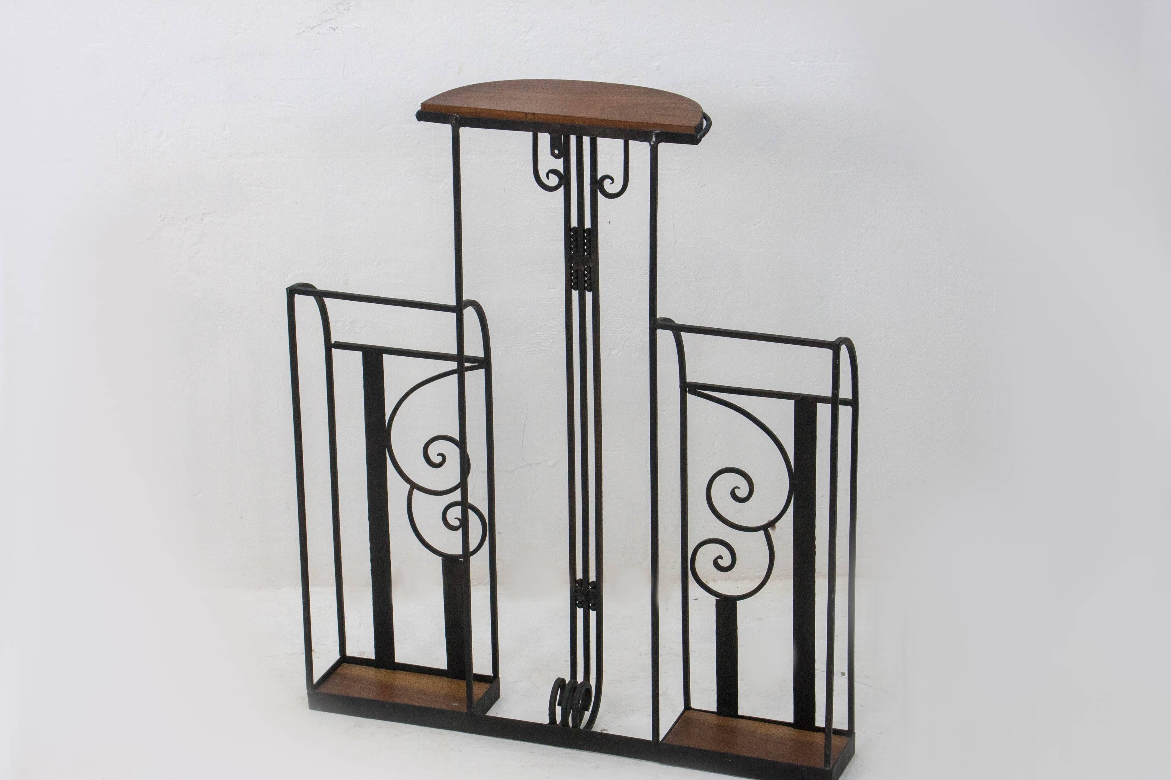 Early 20th Century Two-piece art deco hallway set (umbrella stand, mirror and coatrack), 1920s