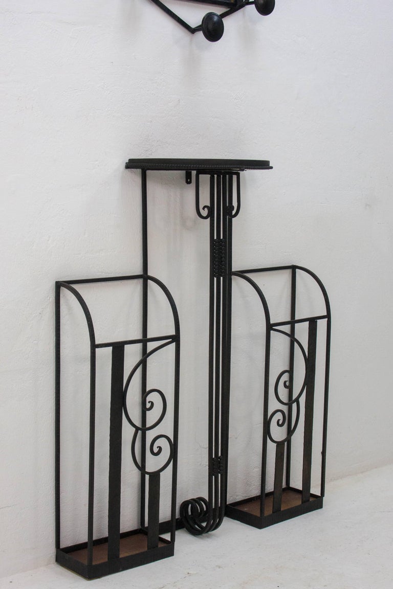 Twopiece art deco hallway set (umbrella stand, mirror and coatrack