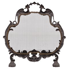 Victorian Cast Bronze Firescreen with Griffins, 1880s England