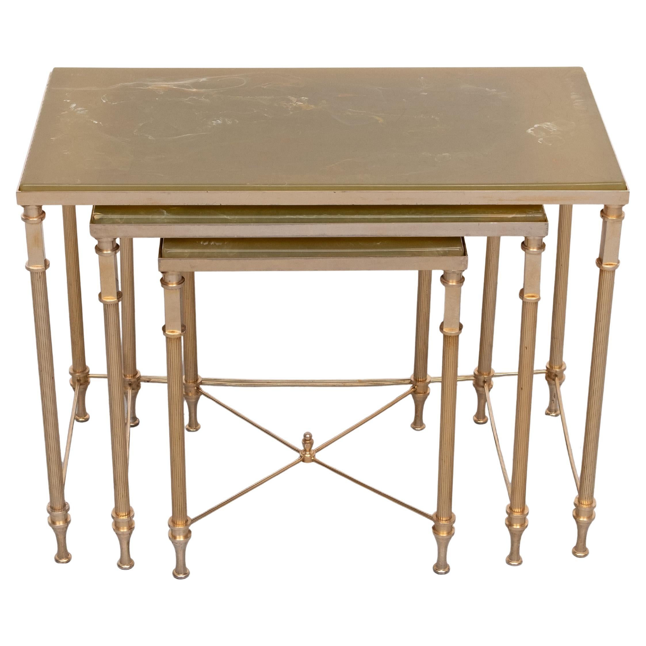 Hollywood Regency  Maison Jansen  stile  Tavolini da salotto in ottone  Francia in vendita