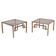 Coppia Tavolini quadrati in ottone Belgo Chrome 1970 Belgio