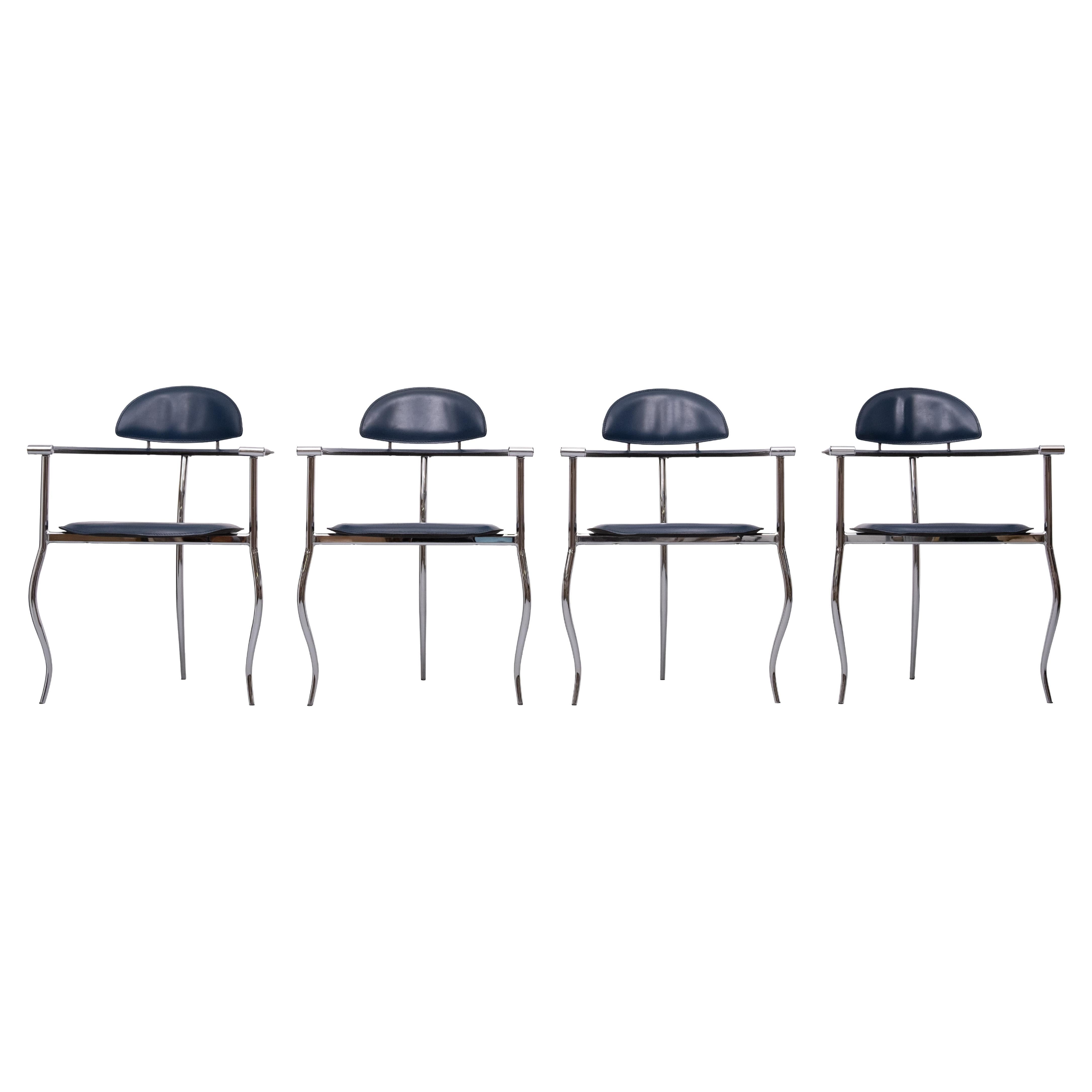 Arrben Italy Black Leather Marilyn Postmodern Three-Legged
