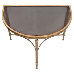 Paire de tables demi-lune en laiton Maison Jansen, France, années 1970