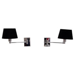 Stylish pair Swing Arm Chrome Wall lamps 1970s Germany