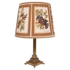 Stunning Tall chunky Bronze Corinthian Column Table Lamp with Bird Shade 1940s
