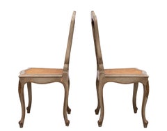 Pair of Gold and Green Painted Louis XV Style Cane Side Chairs