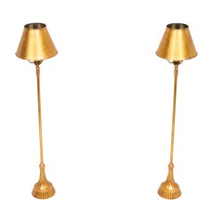pair Beautiful Gold Leaf Table lamps Elegant Design 1970s France