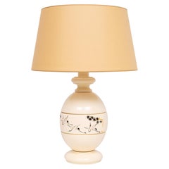 Large hand painted Japanese Wooden based Table lamp 1970s