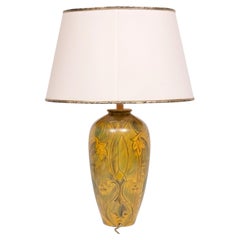 Kuhlmann Jugendstil Greenish Flower Ceramic Table lamp Germany