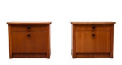 Mid Century pair of Teak Nightstands Amber Glass knobs 1950s Sweden