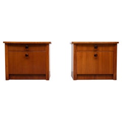 Mid Century pair of Teak Nightstands Amber Glass knobs 1950s Sweden