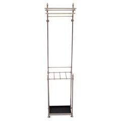 Designer Luxury Coat Rack with Umbrella Stand in Nickel-Plated Aluminum