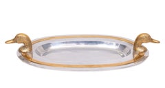 David Marshall Aluminum &solid Brass Large Tray With Brass Duck Head Handles
