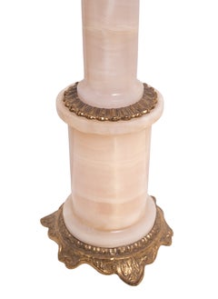 Coppia di lampade da tavolo a colonna in alabastro in stile Mid-Century, anni ’50, Francia