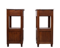 pair oak Jugendstil nightstands Marble Tops 1920s Holland