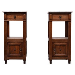 pair oak Jugendstil nightstands Marble Tops 1920s Holland
