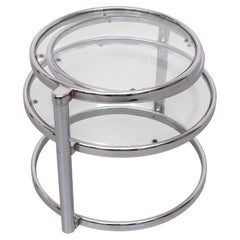 Milo Baughman Mid Century Nickel Three Tier Swivel Coffee / Cocktail Table, 1970