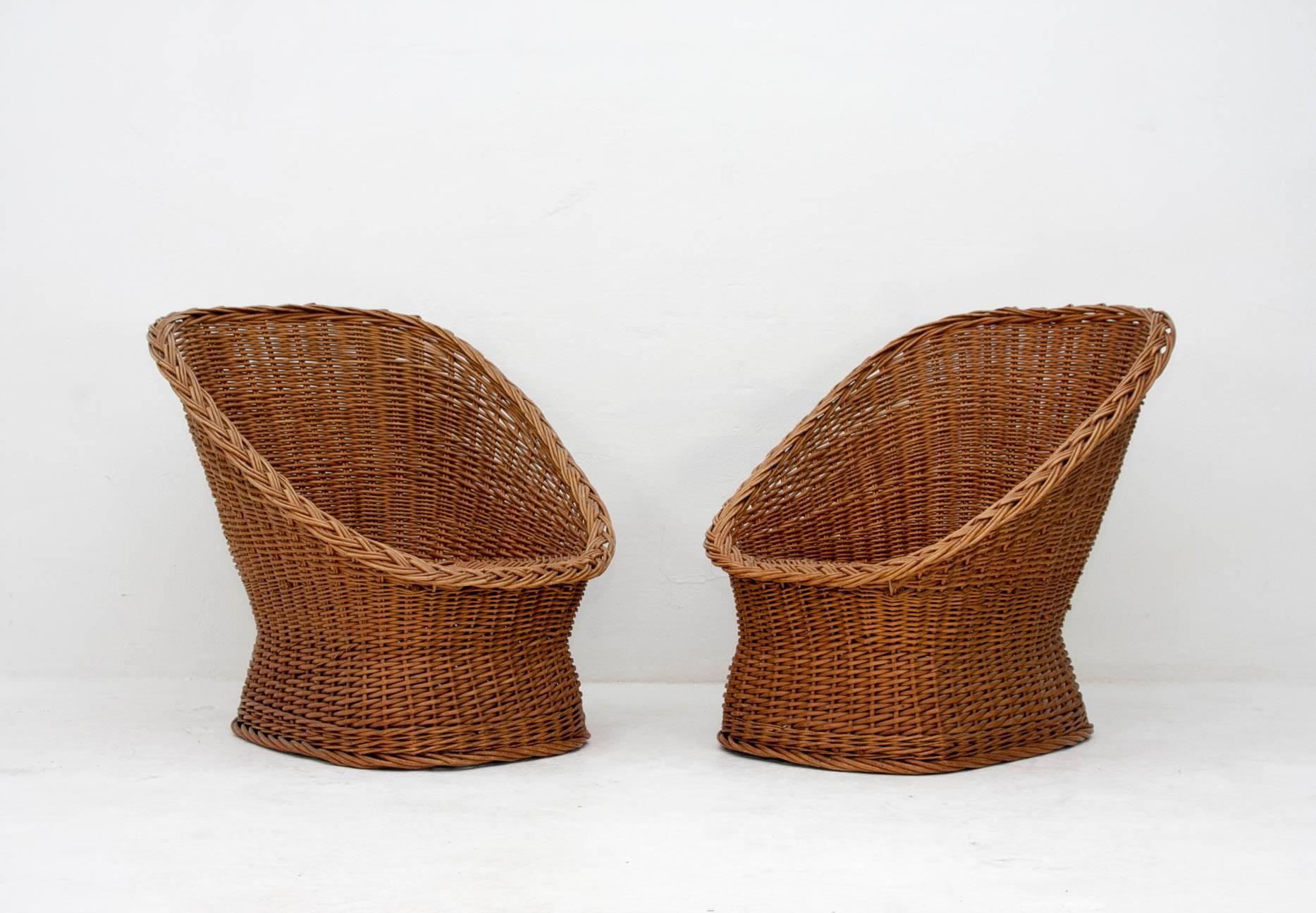 Mid-Century Modern Two 1960s Rattan Lounge Seats and Matching Loveseat, Gebroeders Jonkers