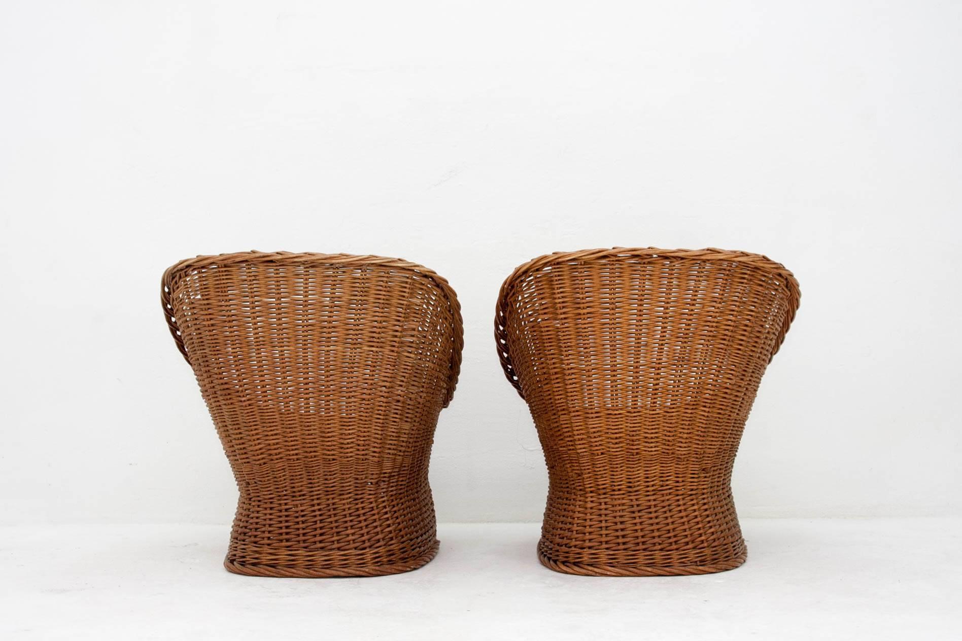 Mid-20th Century Two 1960s Rattan Lounge Seats and Matching Loveseat, Gebroeders Jonkers