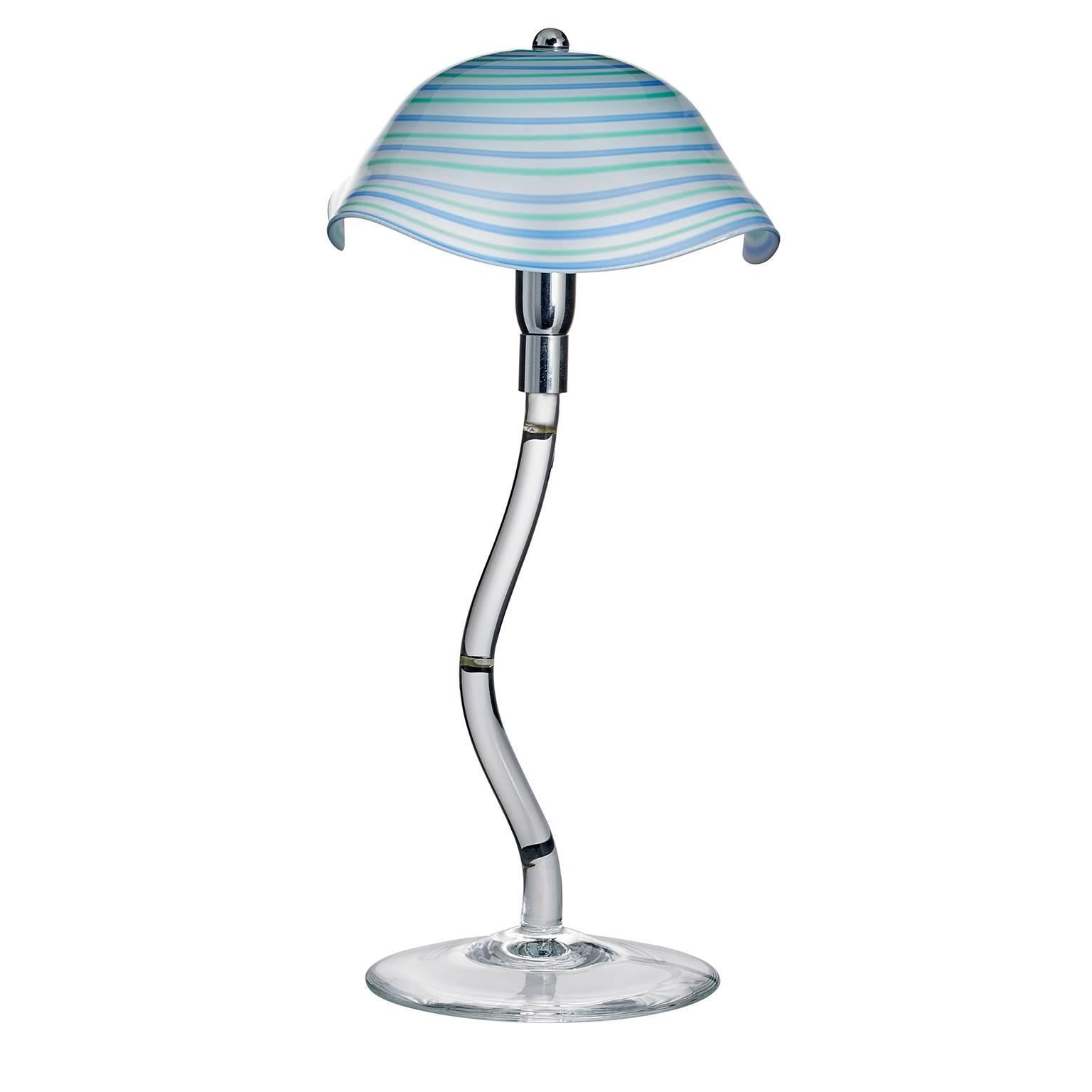 Medusa Carlo Moretti Contemporary Murano Blue/ Green Clear Glass Table Lamp