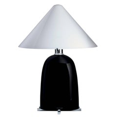 Ovale Carlo Moretti Contemporary Mouth Blown Black Murano Glass Table Lamp