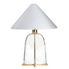 Ovale Carlo Moretti Contemporary Mouth Blown Murano Clear Glass Table Lamp