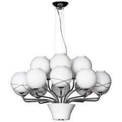 Boblu Carlo Moretti Contemporary Murano Clear and White Glass Chandelier 3
