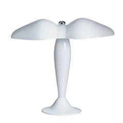 Office Carlo Moretti Contemporary Murano Milk White Glass Mouth Blown Table Lamp