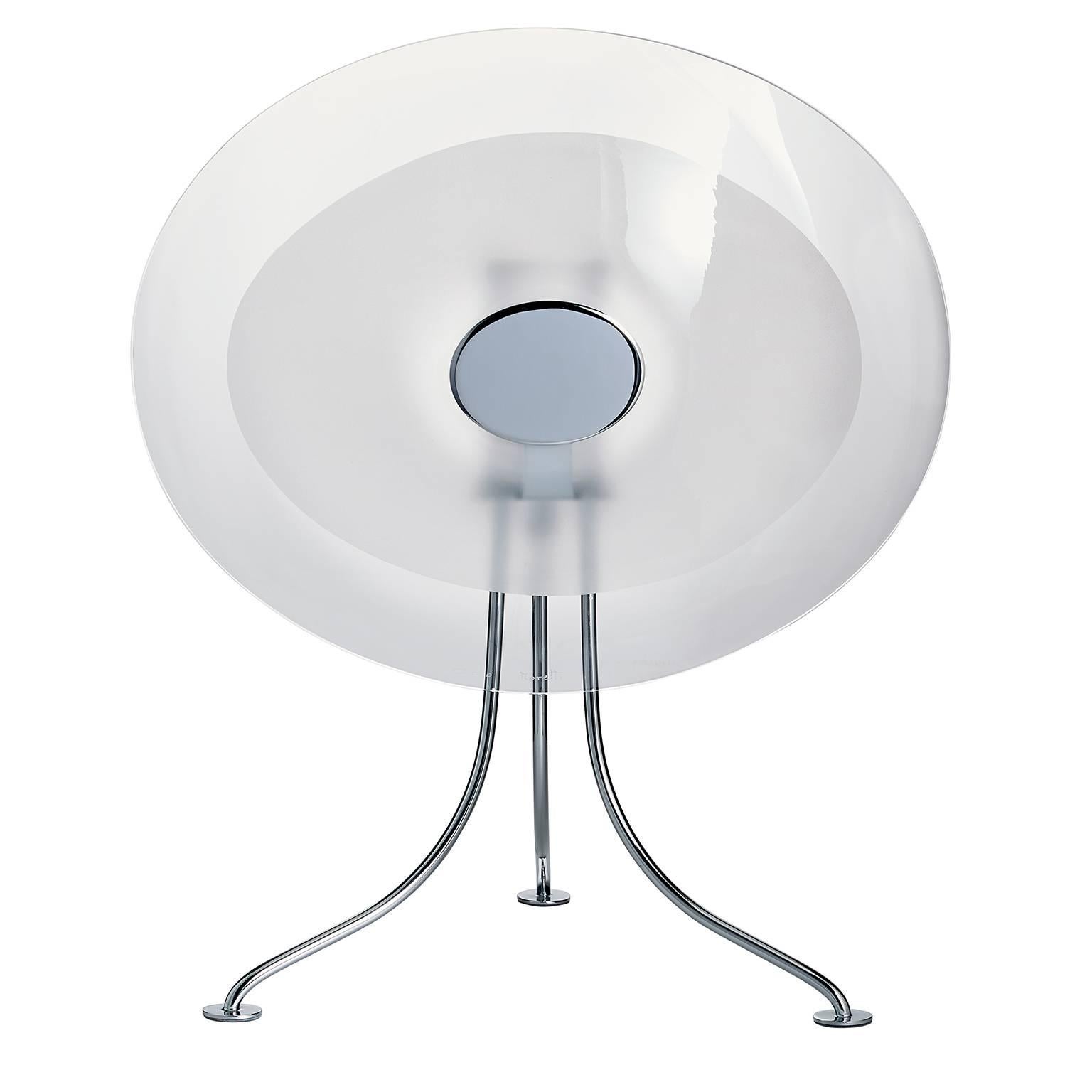 Lampe de bureau ou de table contemporaine en verre de Murano transparent Scudo Carlo Moretti