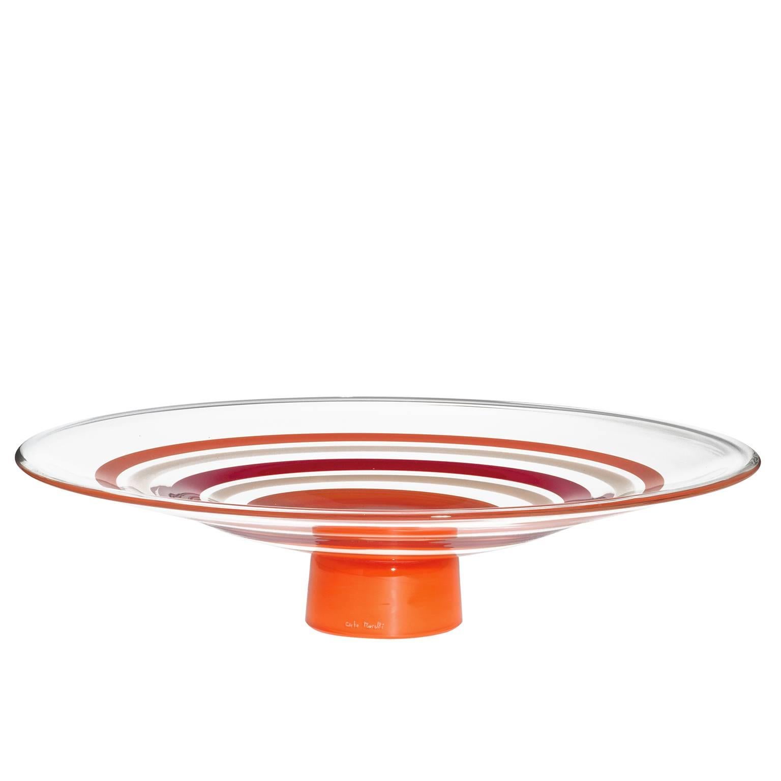 Vola Carlo Moretti Técnica del Vaso Volante Plato de cristal de Murano con soporte
