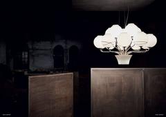 Zeitgenössischer Kronleuchter aus klarem und weißem Muranoglas von Boblu Carlo Moretti