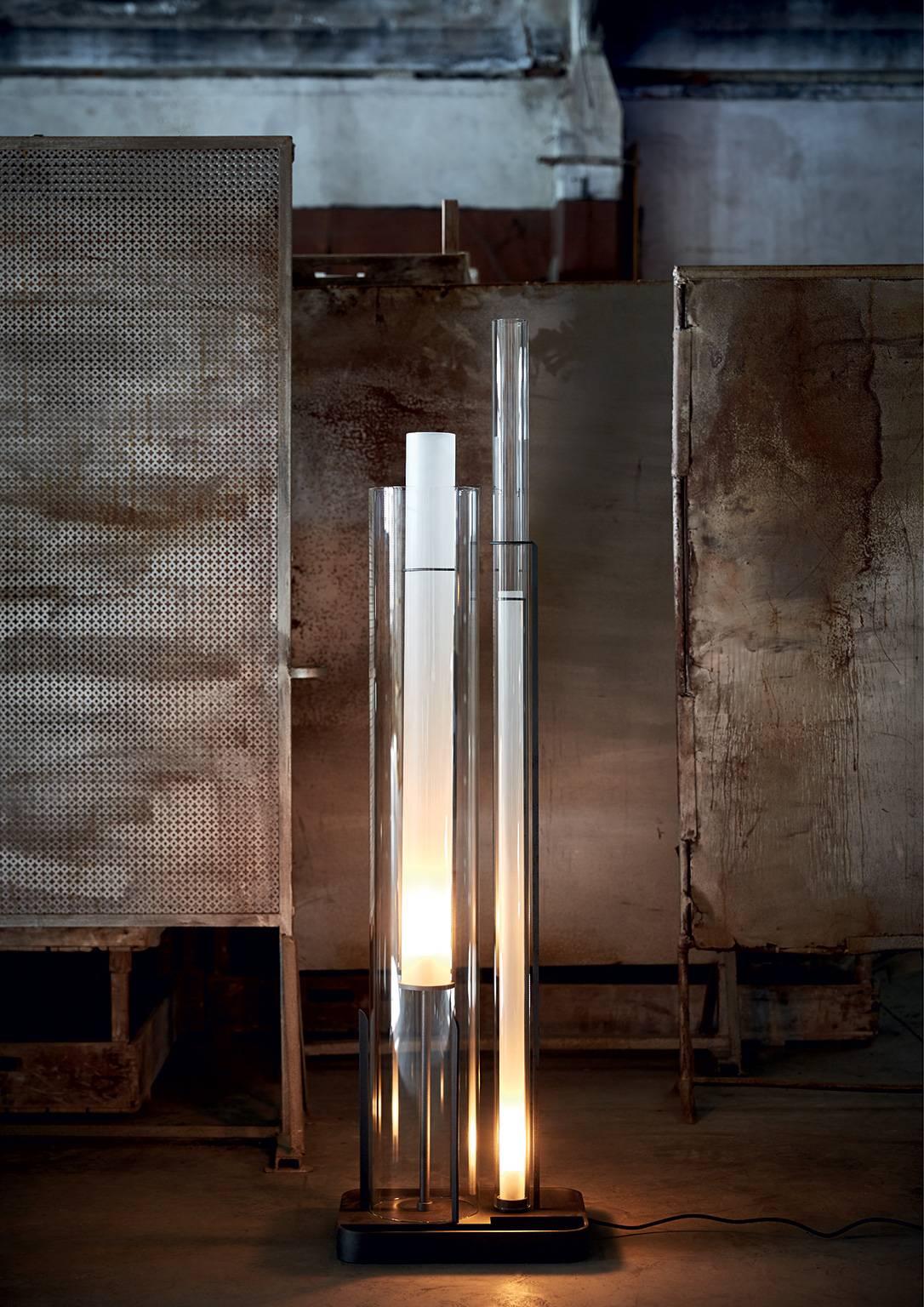 Moderne Lampadaire contemporain en verre de Murano soufflé à la bouche transparent Drima Carlo Moretti en vente