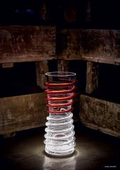 Polari Carlo Moretti Contemporary Murano Red and Clear Glass Table LED Lamp/Vase