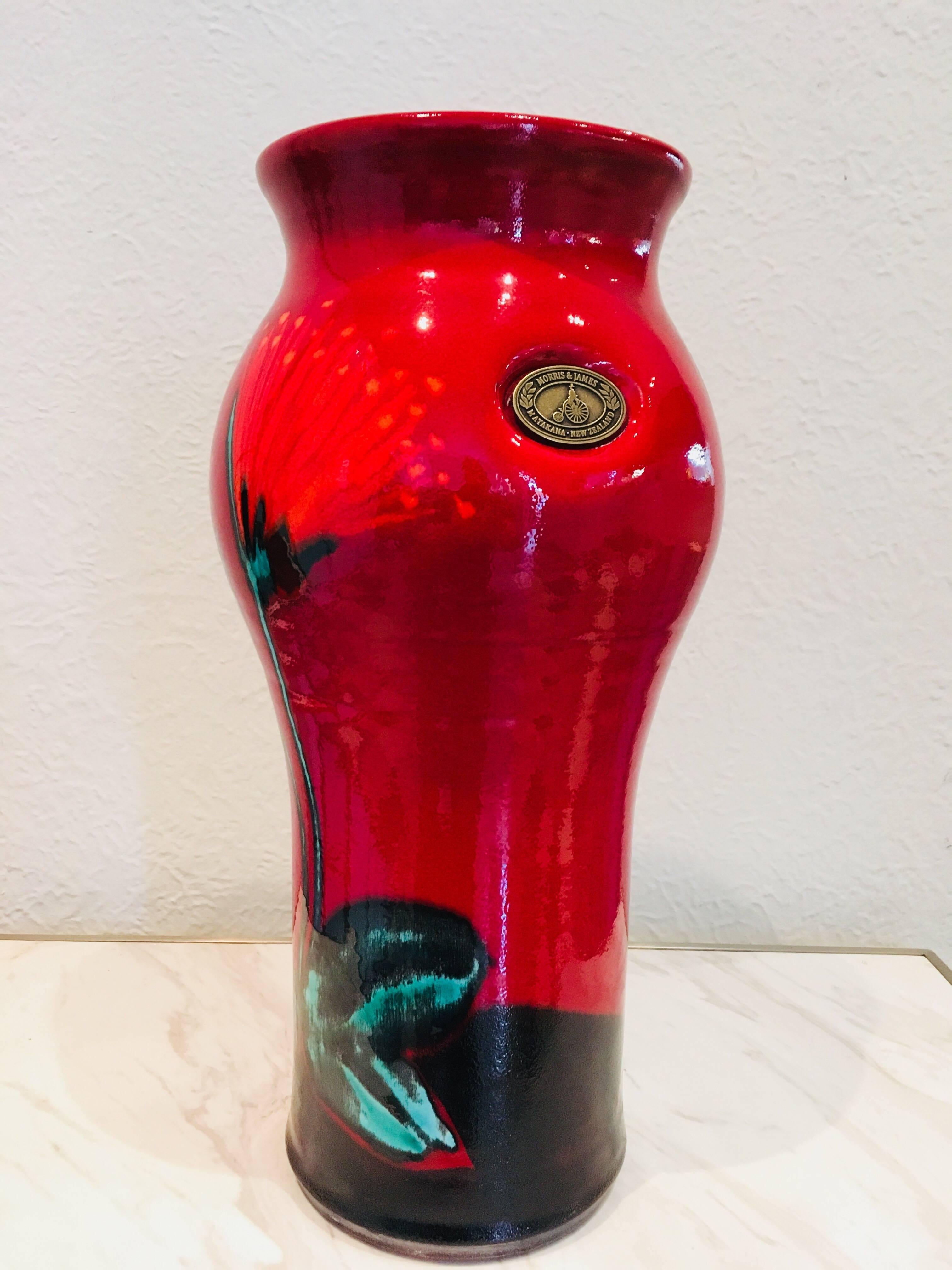 New Zealand Morris and James Glazed Ceramic Vase For Sale