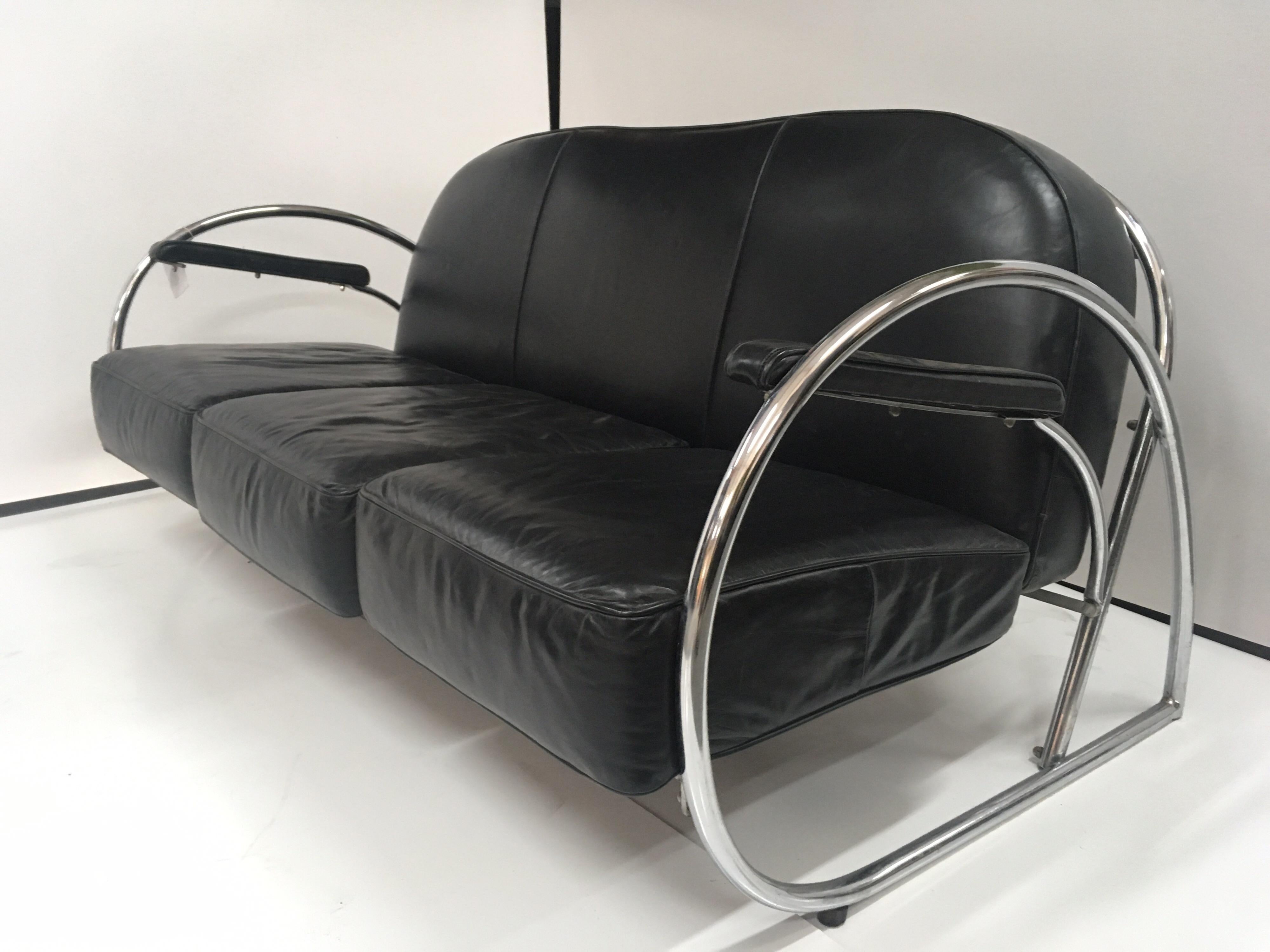 Art Deco Modernist Tubular Metal 3 Piece Lounge Suite, ca. 1930er Jahre im Angebot 5