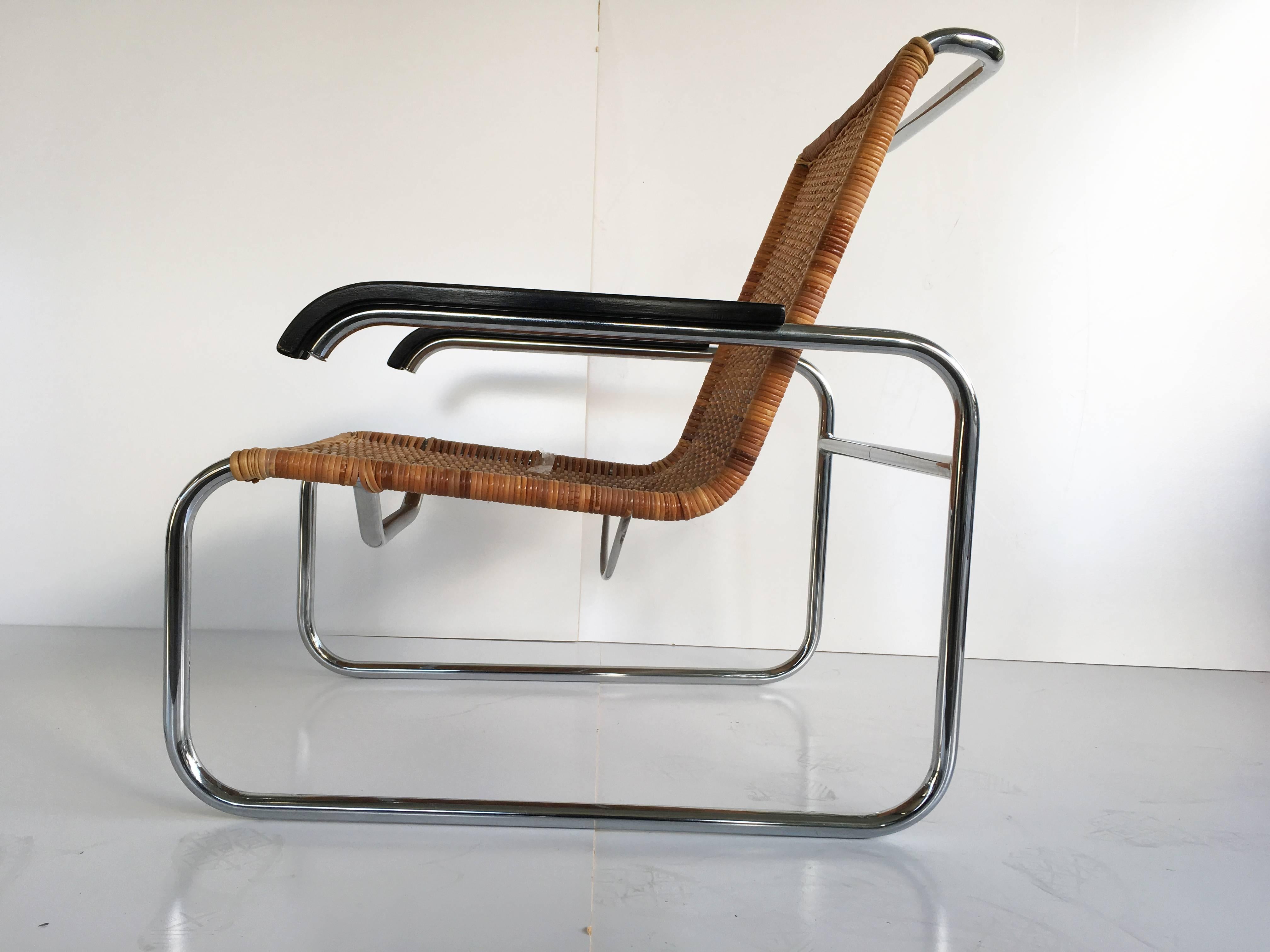 Marcel Breuer for Thonet B35 Chrome and Rattan Chair at 1stDibs