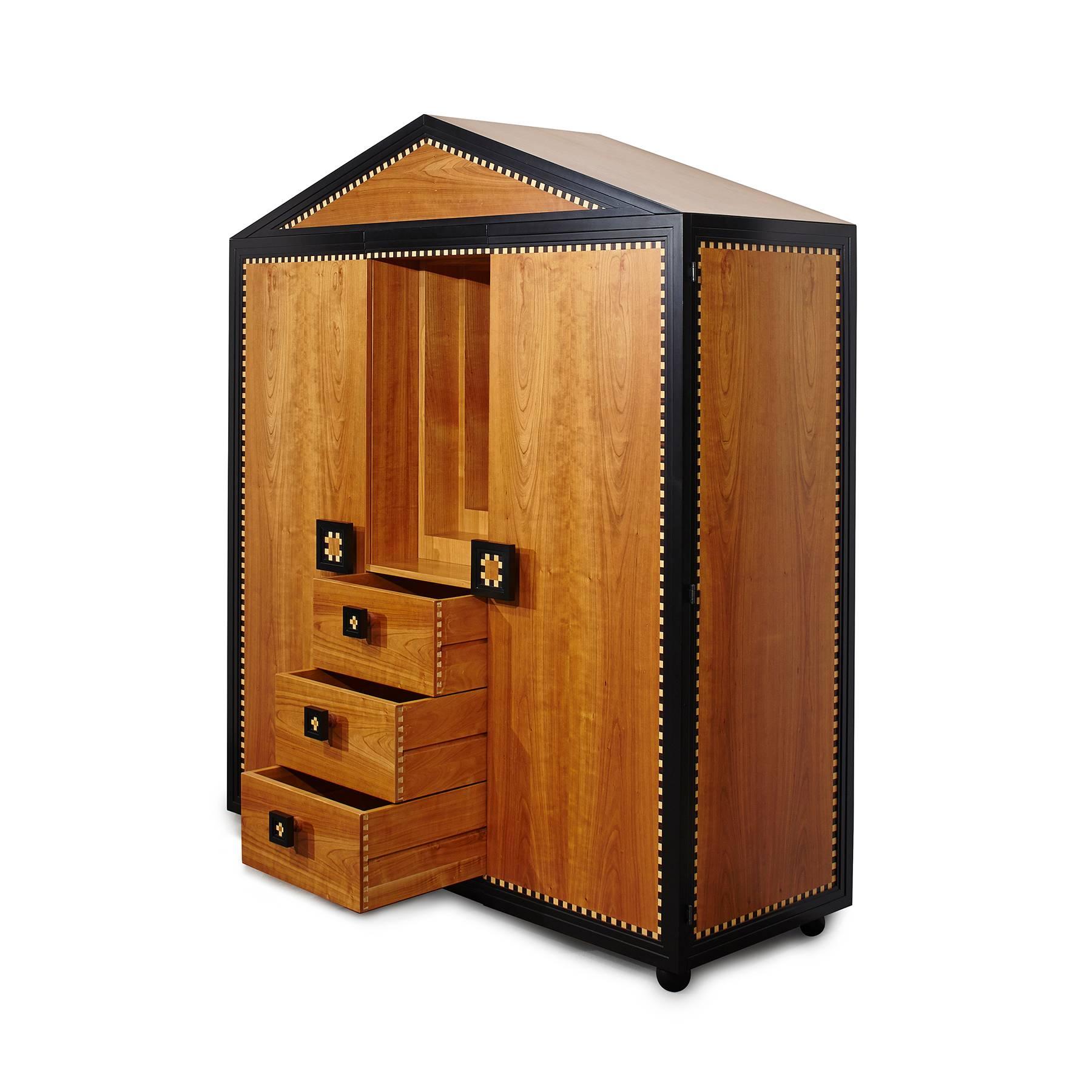 Italian Prospettico Wooden Wardrobe by Paolo Portoghesi, 1980 For Sale